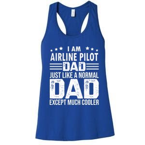 Airline Pilot Dad Irplane Airline Pilot Fathers Day Gift Women's Racerback Tank