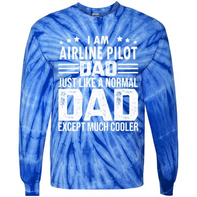 Airline Pilot Dad Irplane Airline Pilot Fathers Day Gift Tie-Dye Long Sleeve Shirt