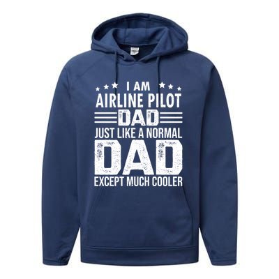 Airline Pilot Dad Irplane Airline Pilot Fathers Day Gift Performance Fleece Hoodie