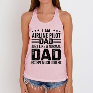 Airline Pilot Dad Irplane Airline Pilot Fathers Day Gift Women's Knotted Racerback Tank