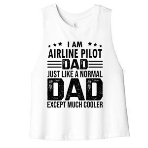 Airline Pilot Dad Irplane Airline Pilot Fathers Day Gift Women's Racerback Cropped Tank