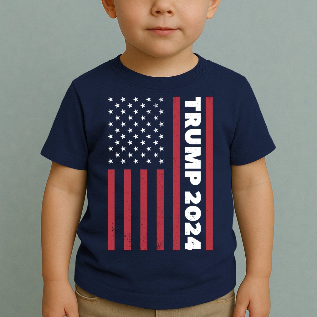 American President Donald Trump 2024 Flag US Election Toddler T-Shirt