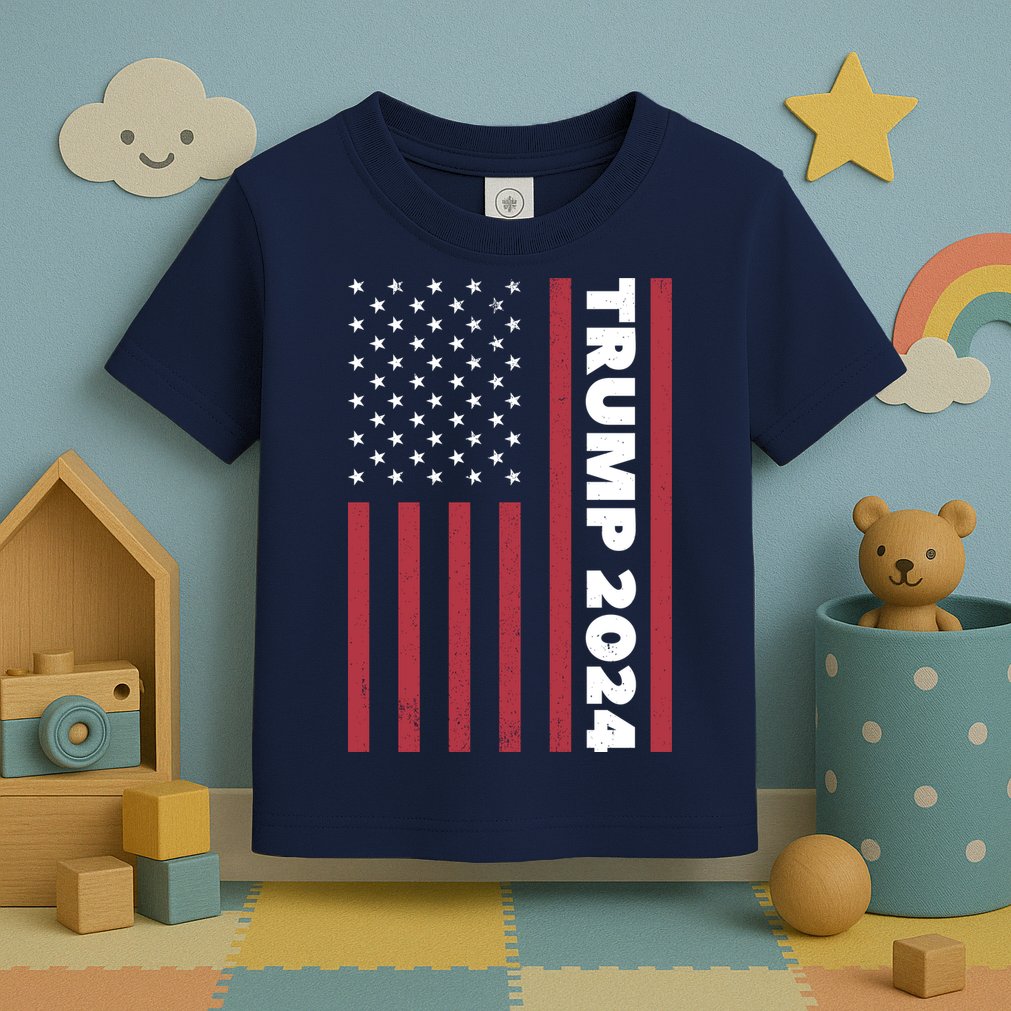 American President Donald Trump 2024 Flag US Election Toddler T-Shirt