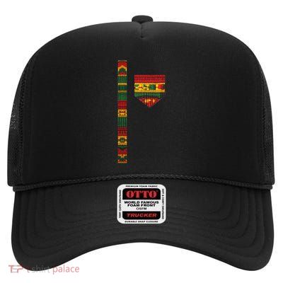 African Print Dashiki Kente Art Black History Month High Crown Mesh Back Trucker Hat