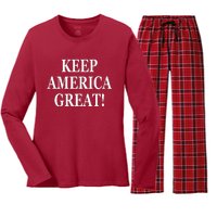 American President Donald Trump 2024 Keep America Great US Election Women's Long Sleeve Flannel Pajama Set 