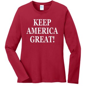 American President Donald Trump 2024 Keep America Great US Election Ladies Long Sleeve Shirt