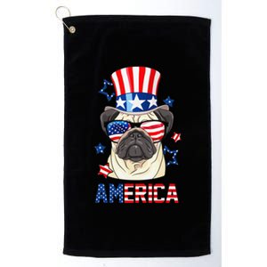 America Pug Dog Owner 4th of July USA Flag Platinum Collection Golf Towel