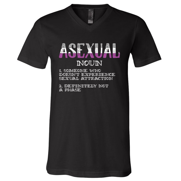 Asexual Person Definition Asexuality Pride Aromantic Ace V-Neck T-Shirt