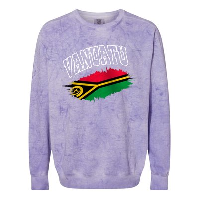 Athletic Patriotic Design Vanuatu Flag Colorblast Crewneck Sweatshirt