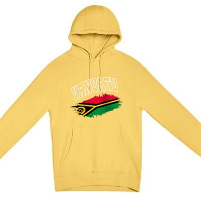 Athletic Patriotic Design Vanuatu Flag Premium Pullover Hoodie