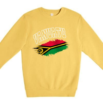 Athletic Patriotic Design Vanuatu Flag Premium Crewneck Sweatshirt