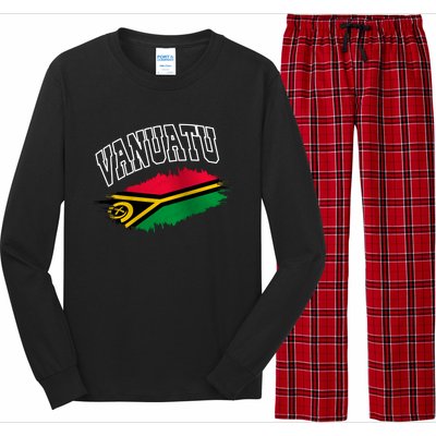 Athletic Patriotic Design Vanuatu Flag Long Sleeve Pajama Set