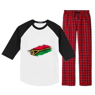 Athletic Patriotic Design Vanuatu Flag Raglan Sleeve Pajama Set