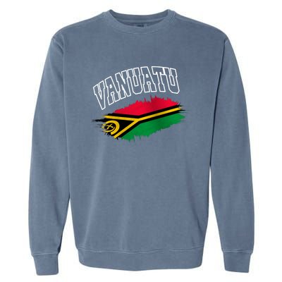 Athletic Patriotic Design Vanuatu Flag Garment-Dyed Sweatshirt