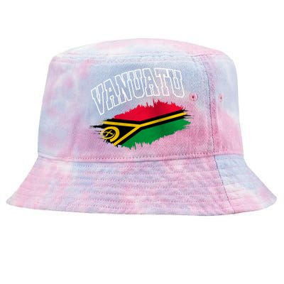 Athletic Patriotic Design Vanuatu Flag Tie-Dyed Bucket Hat