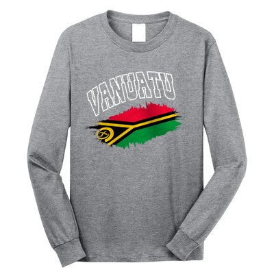 Athletic Patriotic Design Vanuatu Flag Long Sleeve Shirt