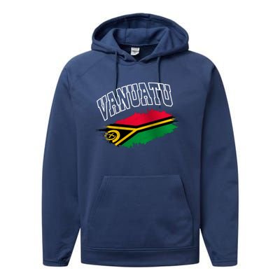 Athletic Patriotic Design Vanuatu Flag Performance Fleece Hoodie