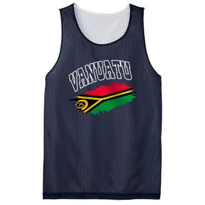 Athletic Patriotic Design Vanuatu Flag Mesh Reversible Basketball Jersey Tank