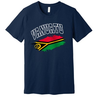 Athletic Patriotic Design Vanuatu Flag Premium T-Shirt