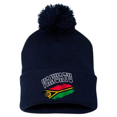 Athletic Patriotic Design Vanuatu Flag Pom Pom 12in Knit Beanie