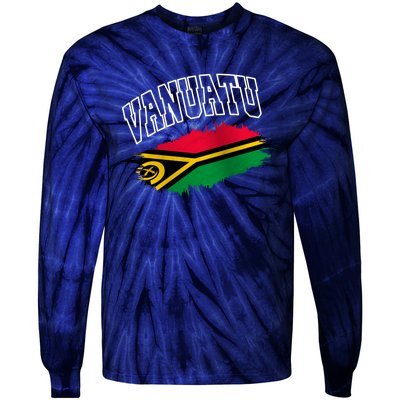 Athletic Patriotic Design Vanuatu Flag Tie-Dye Long Sleeve Shirt