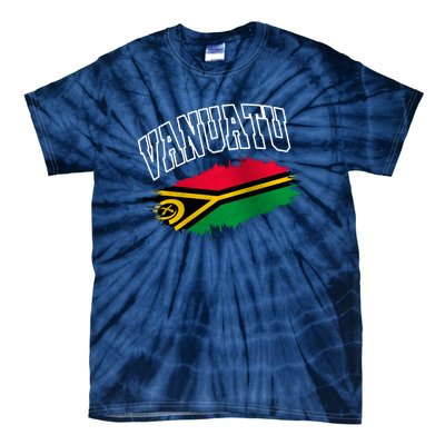 Athletic Patriotic Design Vanuatu Flag Tie-Dye T-Shirt