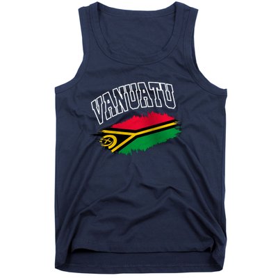 Athletic Patriotic Design Vanuatu Flag Tank Top