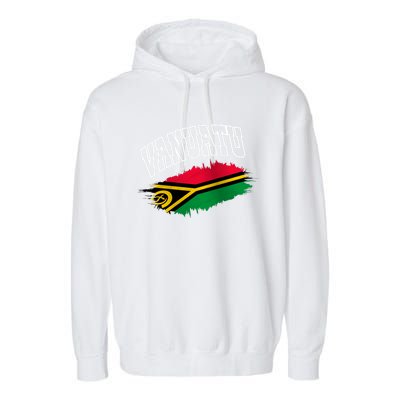 Athletic Patriotic Design Vanuatu Flag Garment-Dyed Fleece Hoodie