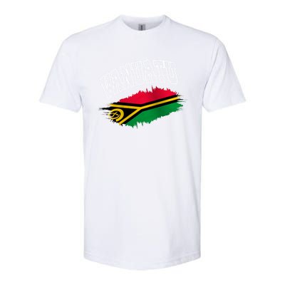 Athletic Patriotic Design Vanuatu Flag Softstyle CVC T-Shirt