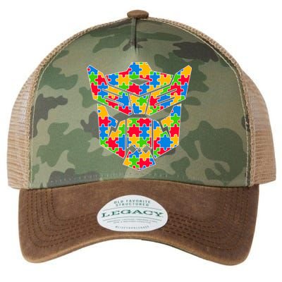 Autism Puzzle Dinobot Logo Legacy Tie Dye Trucker Hat