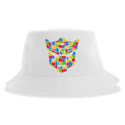 Autism Puzzle Dinobot Logo Sustainable Bucket Hat