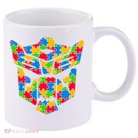Autism Puzzle Dinobot Logo 11oz C Handle Ceramic Mug