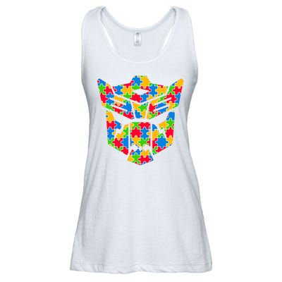 Autism Puzzle Dinobot Logo Ladies Essential Flowy Tank
