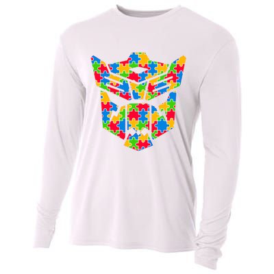 Autism Puzzle Dinobot Logo Cooling Performance Long Sleeve Crew