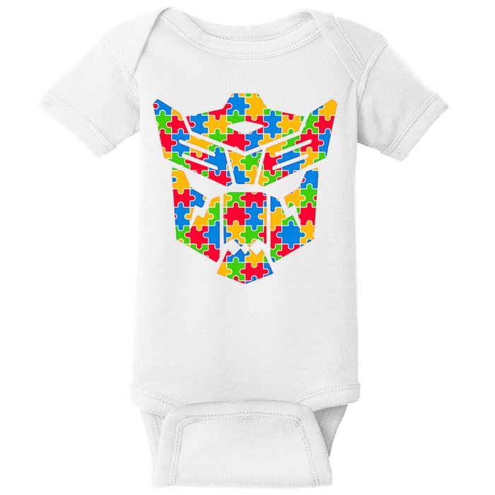 Autism Puzzle Dinobot Logo Baby Bodysuit