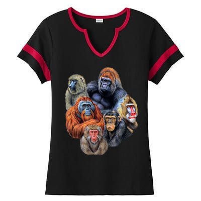 Ape Collage Ladies Halftime Notch Neck Tee