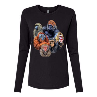 Ape Collage Womens Cotton Relaxed Long Sleeve T-Shirt