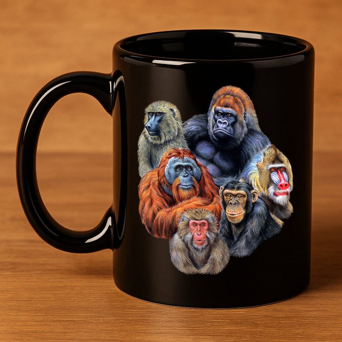 Ape Collage 11oz C Handle Ceramic Mug