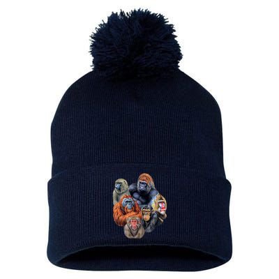 Ape Collage Pom Pom 12in Knit Beanie