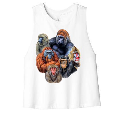 Ape Collage Women's Racerback Cropped Tank