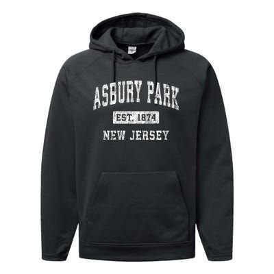 Asbury Park Est 1874 New Jersey Nj Vintage Established Sports Design Performance Fleece Hoodie