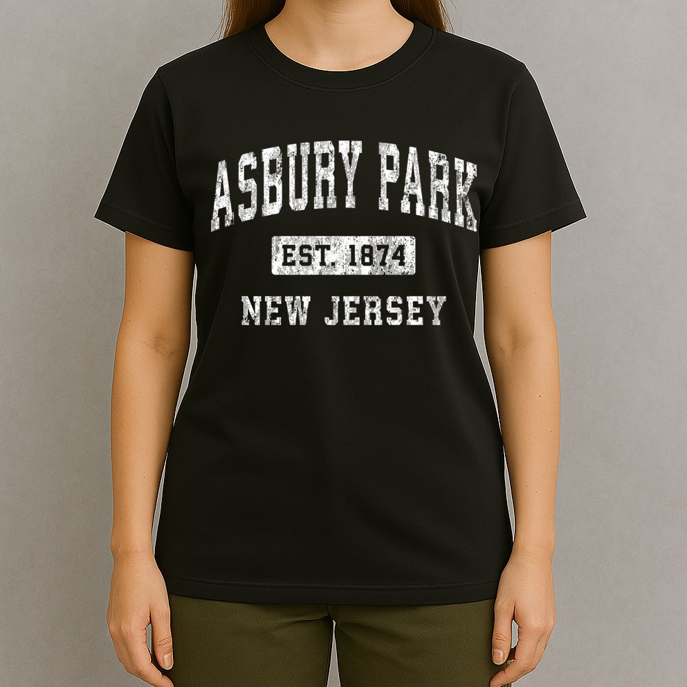 Asbury Park Est 1874 New Jersey Nj Vintage Established Sports Design T-Shirt