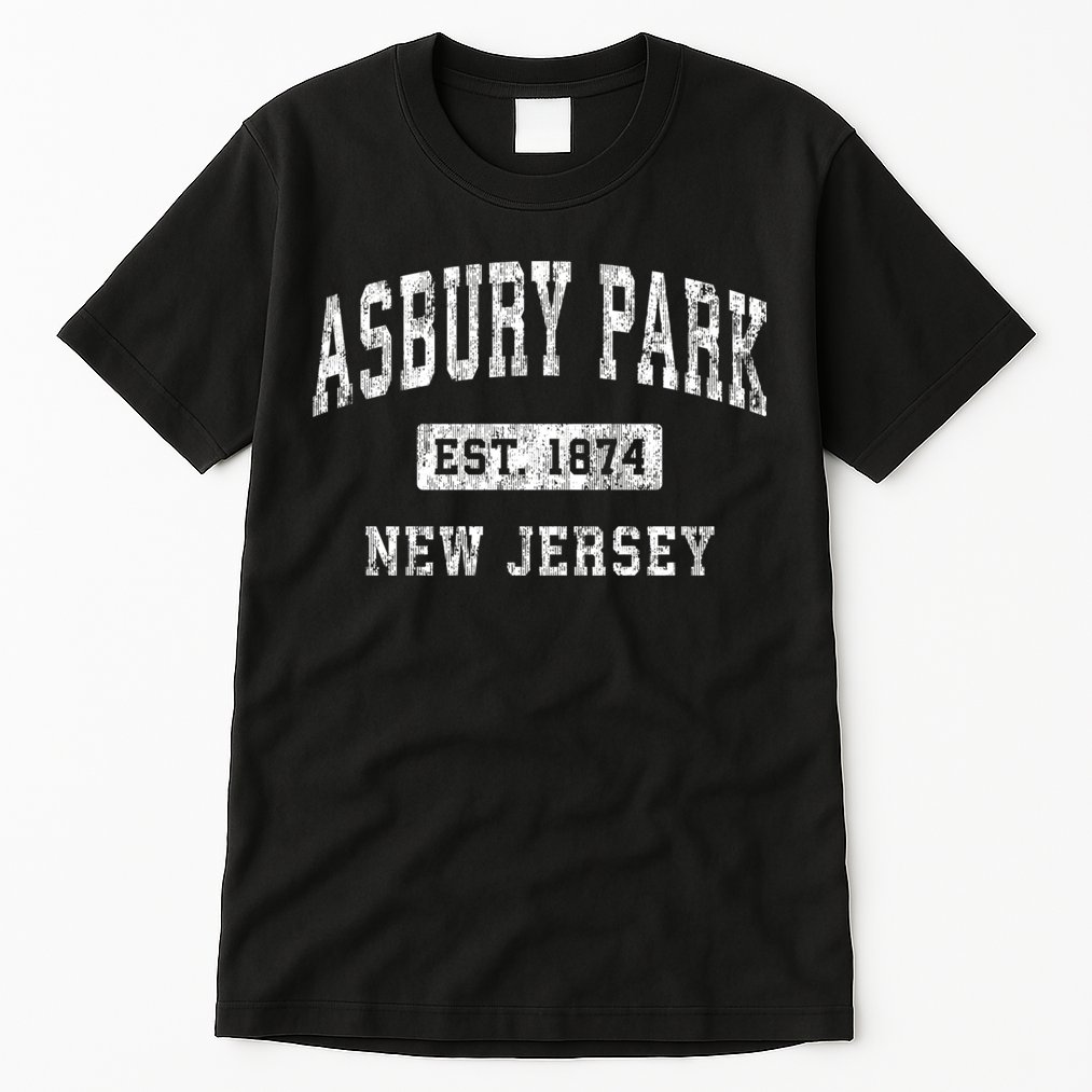 Asbury Park Est 1874 New Jersey Nj Vintage Established Sports Design Tall T-Shirt