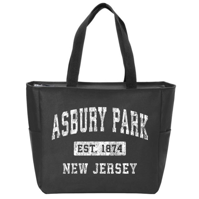 Asbury Park Est 1874 New Jersey Nj Vintage Established Sports Design Zip Tote Bag