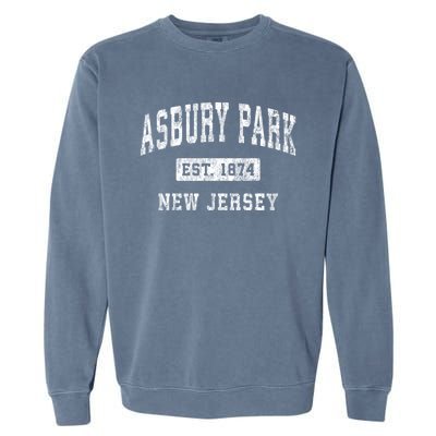 Asbury Park Est 1874 New Jersey Nj Vintage Established Sports Design Garment-Dyed Sweatshirt