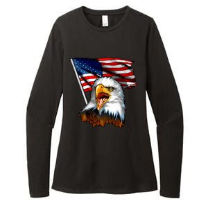 American Patriotic Eagle Flag Womens CVC Long Sleeve Shirt