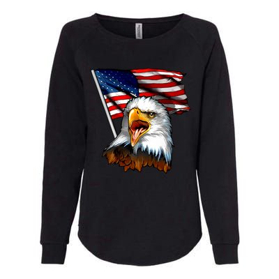 American Patriotic Eagle Flag Womens California Wash Sweatshirt