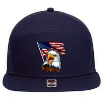 American Patriotic Eagle Flag 7 Panel Mesh Trucker Snapback Hat