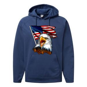 American Patriotic Eagle Flag Performance Fleece Hoodie