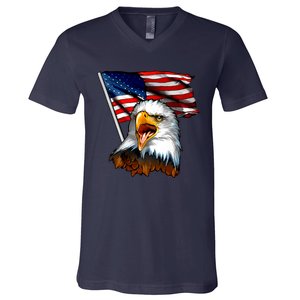 American Patriotic Eagle Flag V-Neck T-Shirt